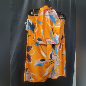 Sigrid Olsen Orange Dress with Floral Accents